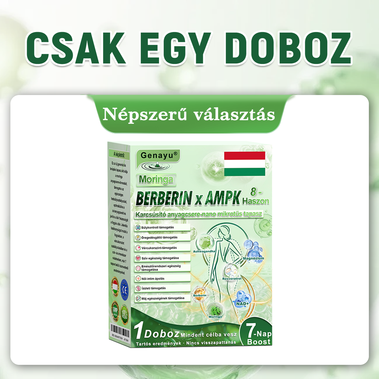 𝐆𝐞𝐧𝐚𝐲𝐮® 𝒎𝒆𝒕𝒂𝒃𝒐𝒍𝒊𝒌𝒖𝒔 𝒏𝒂𝒏𝒐 𝒎𝒊𝒌𝒓𝒐𝒕ű𝒔 𝒕𝒂𝒑𝒂𝒔𝒛🎉 (Csak naponta egyszer használható, látható eredmények 7 napon belül!) ✅ Berenil + Moringa formuláció, ideális tömegtúlzsúlláshoz, bőrhiányossághoz, cukorbetegséghez, apnához és ízületi problémákhoz 💥💥