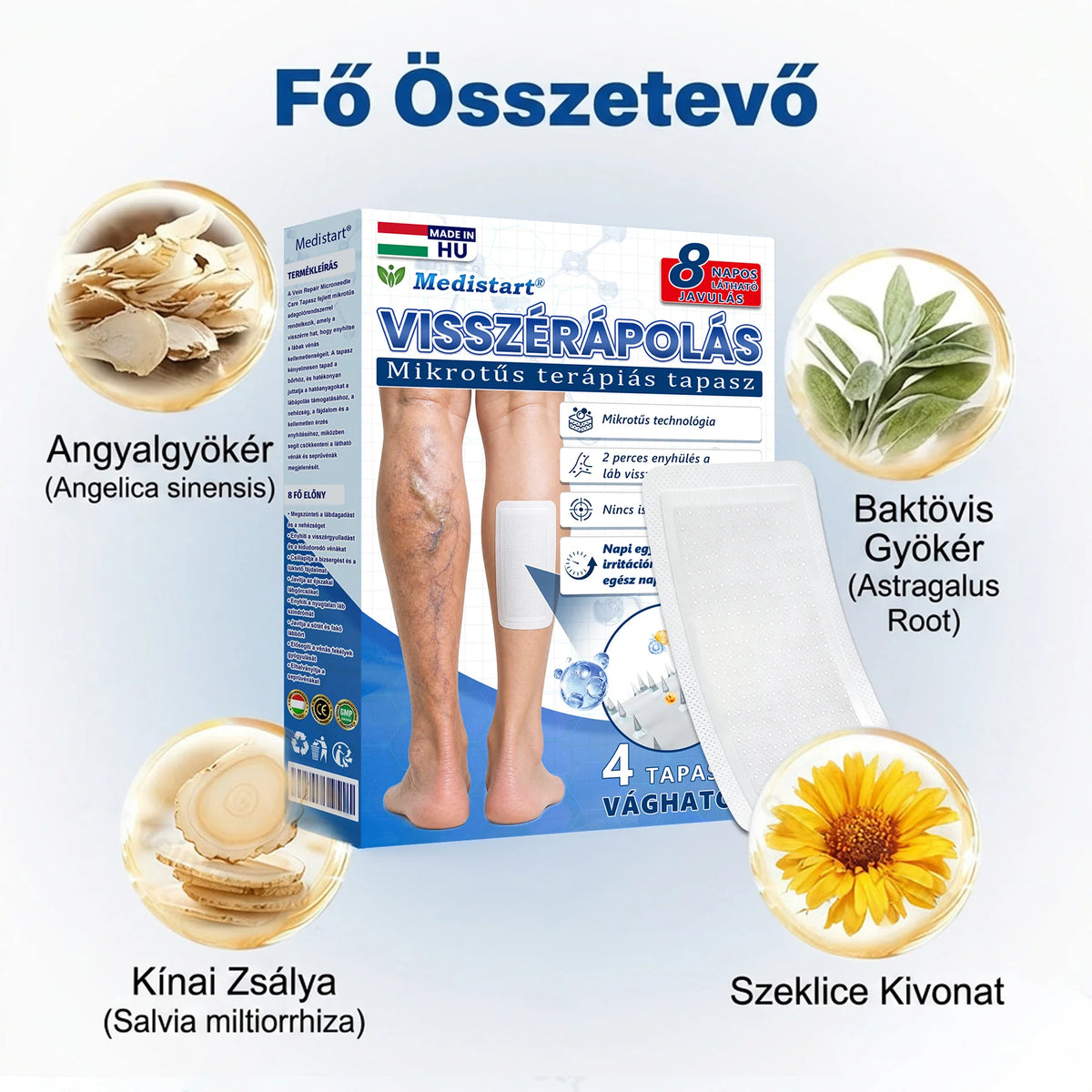 ✨🌿Medistart® Visszérápoló Mikrotűs Gondozó Tapasz ⚡ Azonnali Megkönnyebbülés, Hosszú Távú Eredmények