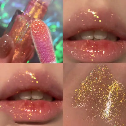 Glittering Mirror Lip Glaze, Watery Shimmering Light Lip Gloss Makeup 6 Colors, Hydrating Moisturizing, Long Lasting
