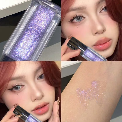 Glittering Mirror Lip Glaze, Watery Shimmering Light Lip Gloss Makeup 6 Colors, Hydrating Moisturizing, Long Lasting