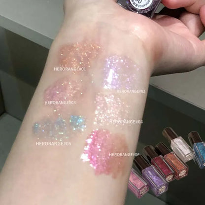Glittering Mirror Lip Glaze, Watery Shimmering Light Lip Gloss Makeup 6 Colors, Hydrating Moisturizing, Long Lasting