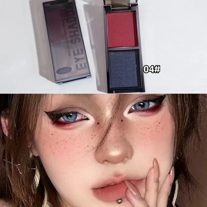 Two-color Black Red Eyeshadow Palette Multifunctional Makeup Palette Silky Matte Blood Red Eyeliner Silkworm Lower Shadow Makeup