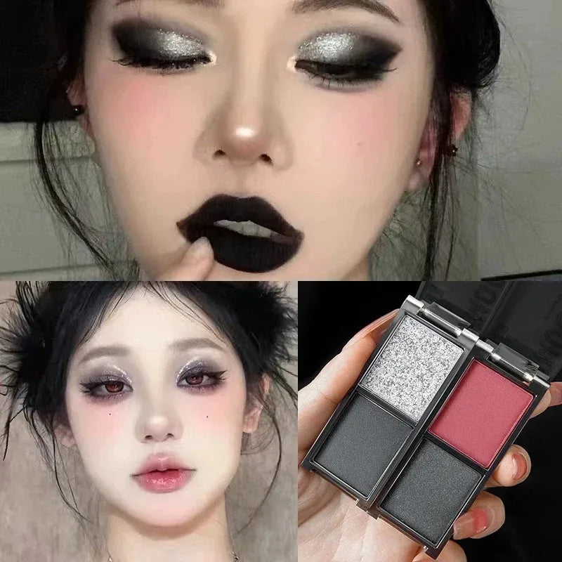 Two-color Black Red Eyeshadow Palette Multifunctional Makeup Palette Silky Matte Blood Red Eyeliner Silkworm Lower Shadow Makeup